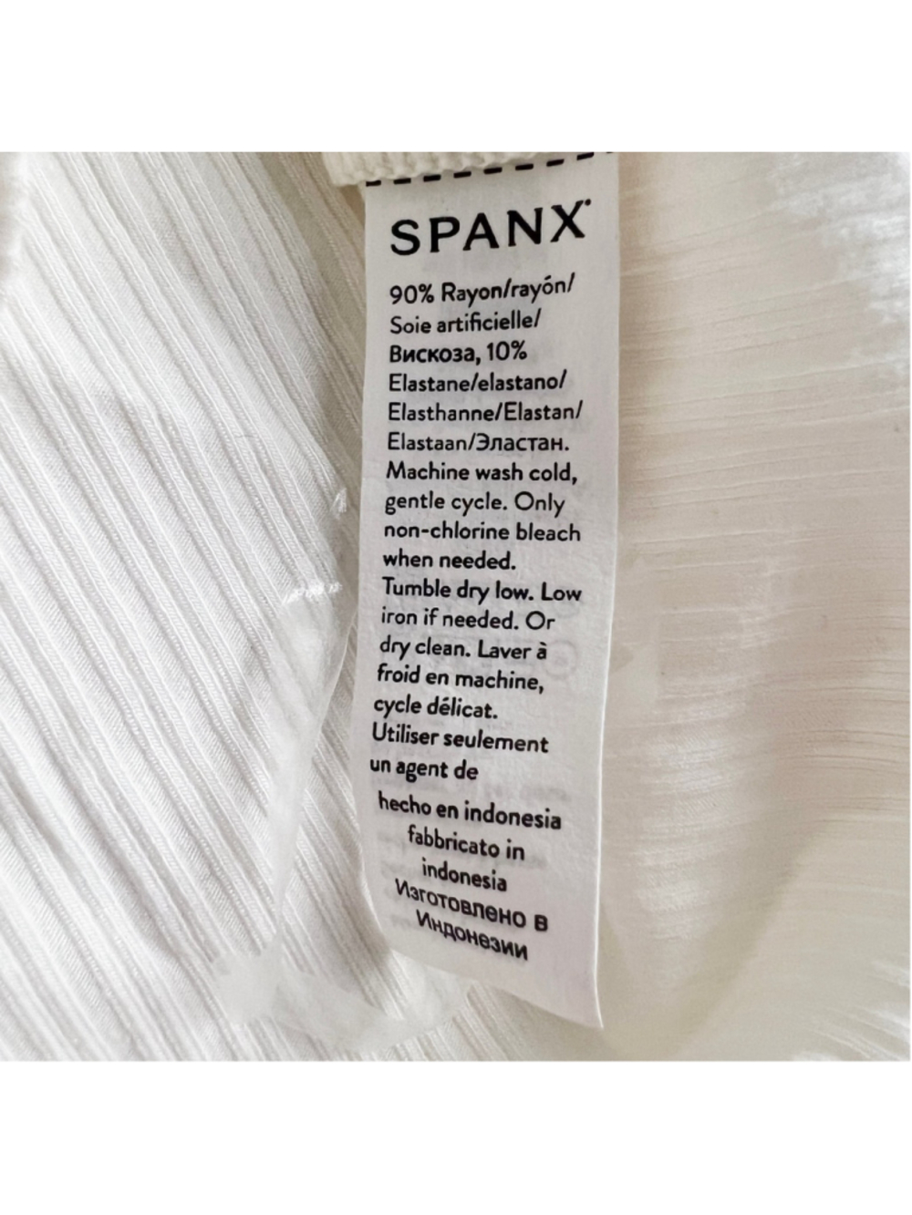 NWT Spanx Women’s Sz L Cream Powder Off The Shoulder Ribbed Stretch Bridal Chic - Picture 4 of 10